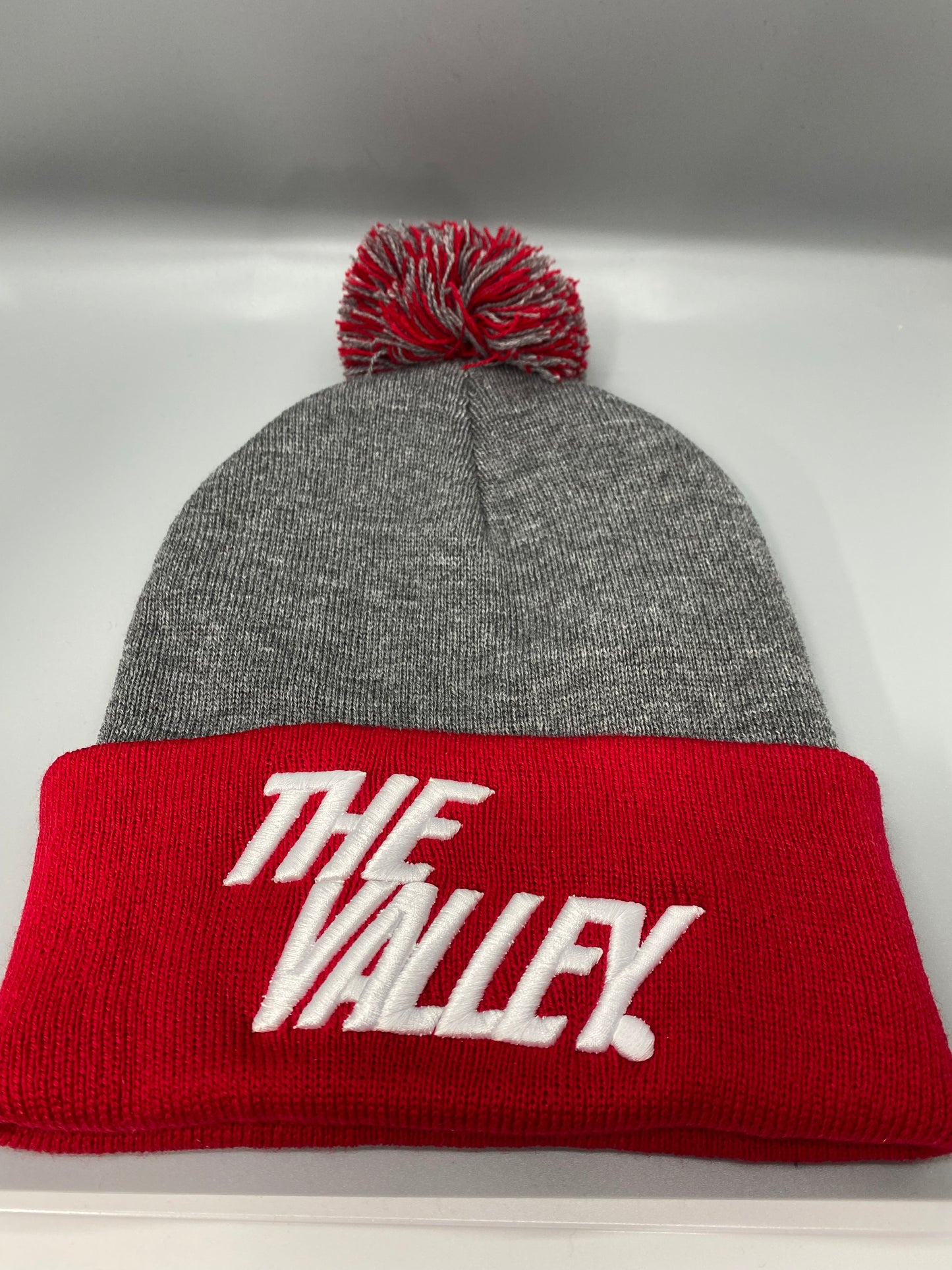 RED W/ GREY "THE VALLEY" BEANIE