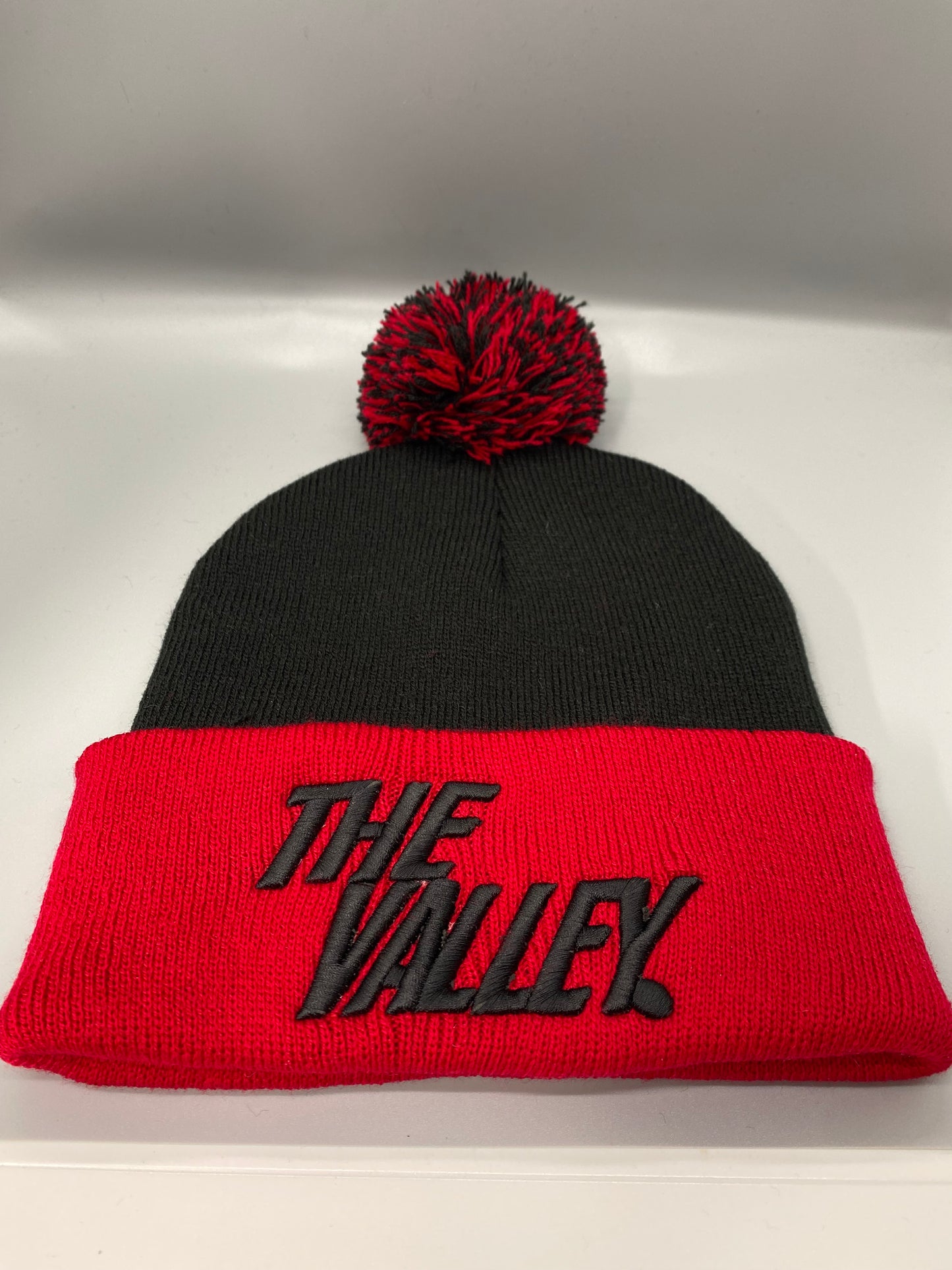 RED W/ BLACK "THE VALLEY" BEANIE